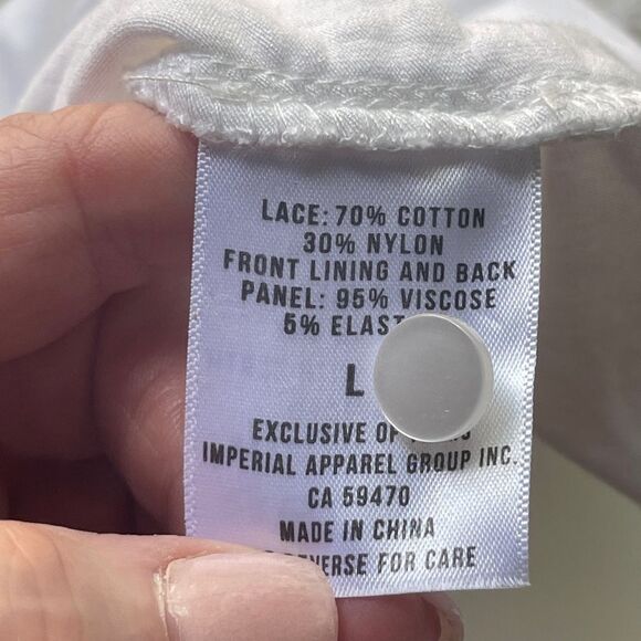 Badgley Mischka Lace Short Sleeve Pullover Top, Size L - Picture 5 of 10